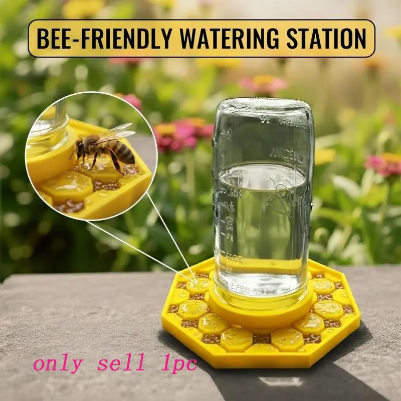 Honeycomb Bee Watering Tool Compatible with Mason Jars, Safe Bee Feeder for Gardens and Patios, Bee Waterer with Perch for Bees and Butterflies