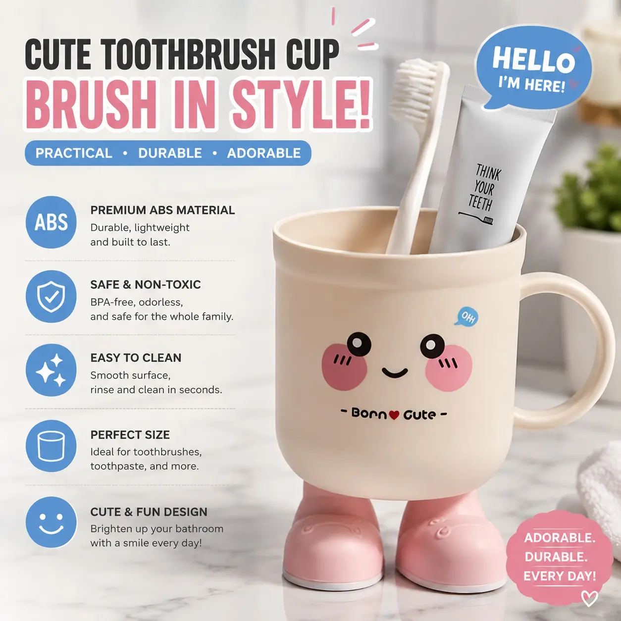 Cute Cartoon Pattern Toothbrush Cup, Home Use, Student Dormitory Mouthwash Cup, Dental Accessories, Couple Brushing Cups, 1pc