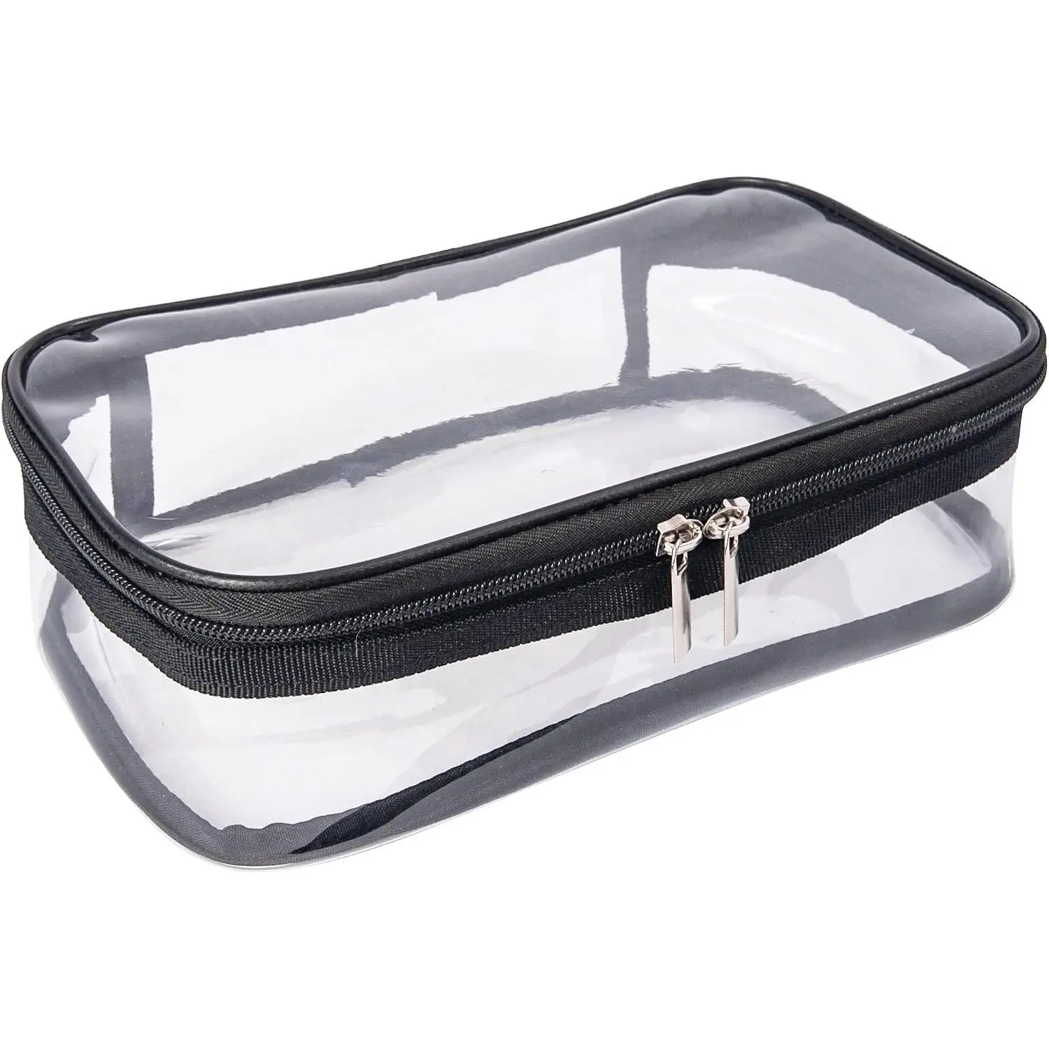 Portable Zippered Transparent Vinyl Travel  Bag Clear PVC Makeup Kits Organizer Utility Pouch See Through Plastic TSA Approved Toiletry Carry Pouch
