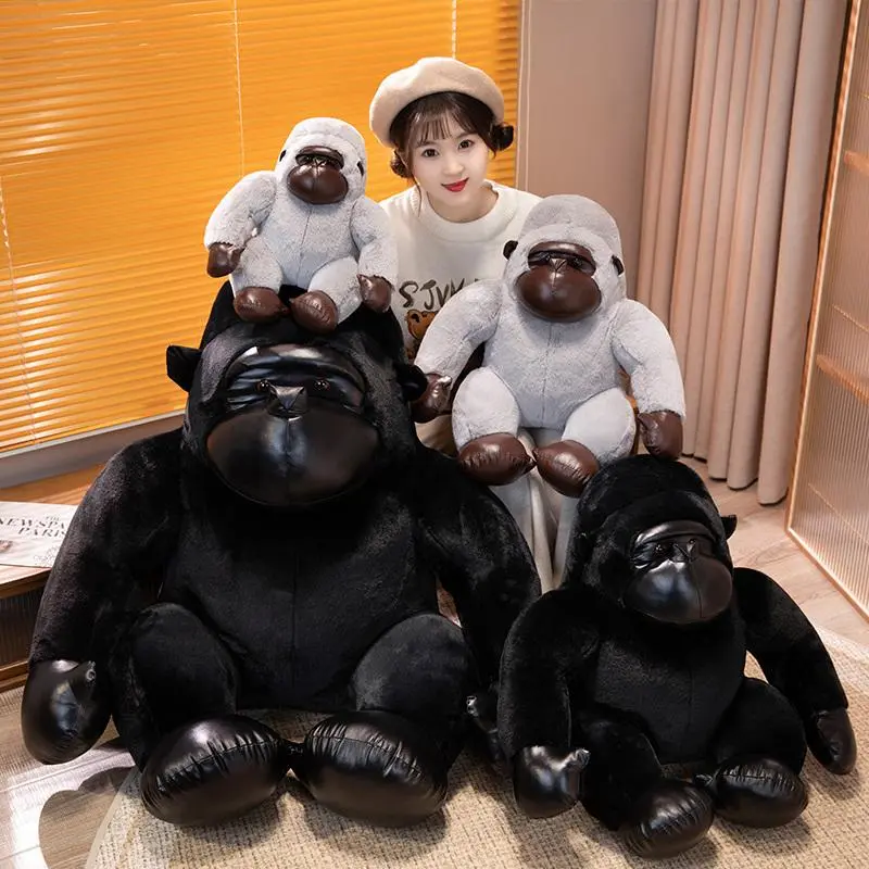 Hot Giant Stuffed Monkey Gorilla Doll Plush Toy Wild Zoo Animal Black Grey Fuzzy Soft Plushie Peluche Kids Birthday Gifts Decor