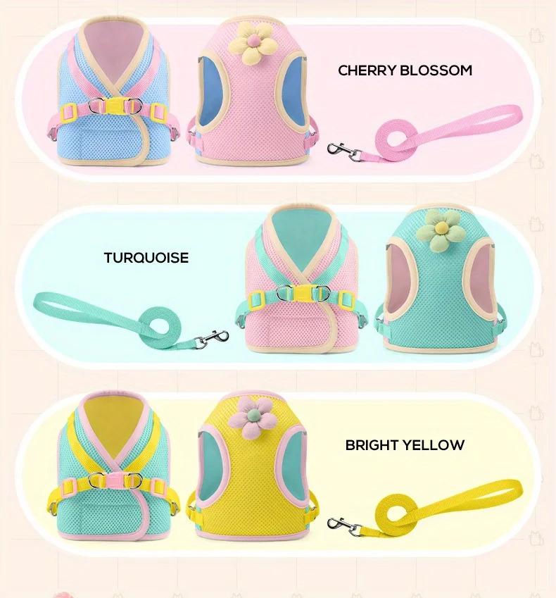 Cat Dog Harness and Leash Breathable Mesh Pet Chest Straps for Cats Puppy Walking Lead Ragdoll Chihuahua Vest Harness Bulldog