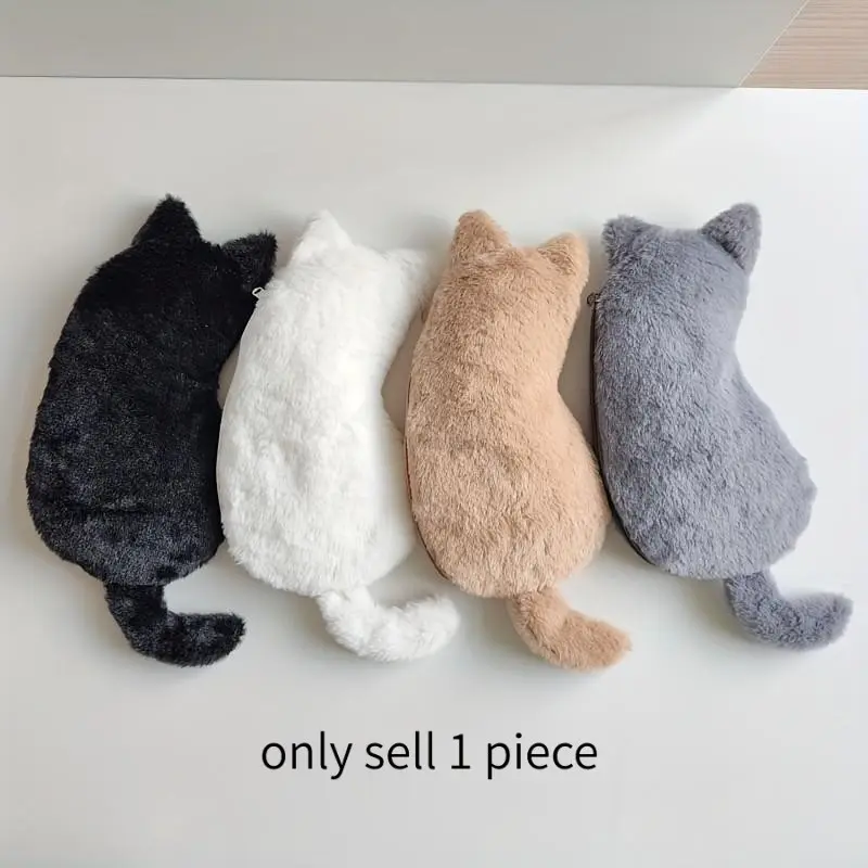 Cat Coin Purse, Cat Pencil Case, Lightweight Wallet with Zipper, Plush Pencil Box, Pencil Bag, Multi-Functional Storage, Durable and Stylish Daily Accessory