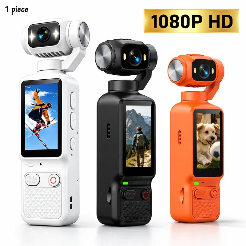 Rechargeable Camera, Portable Digital Vlogging Camera with 4/32GB Card & Mini Tripod, 1080P Body Cam Video Recorder, Rotating Lens for Vlogging, Travel, Christmas Gift, HD Video Recorder
