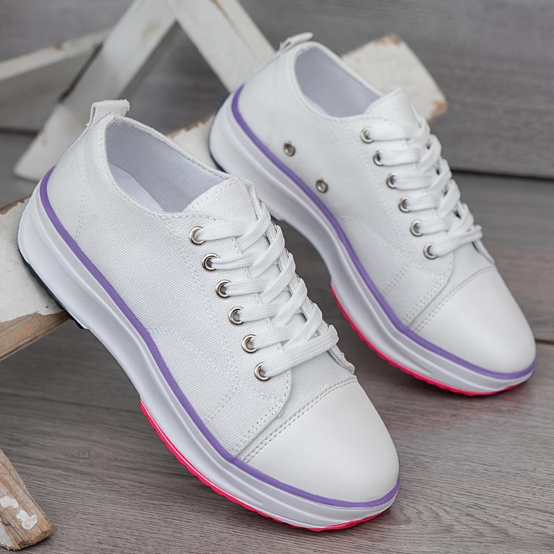 Short Stout Sneaker Women: Non-Slip, Lace-up, Casual Running Shoes, Platform Footwear White for Girls Closure