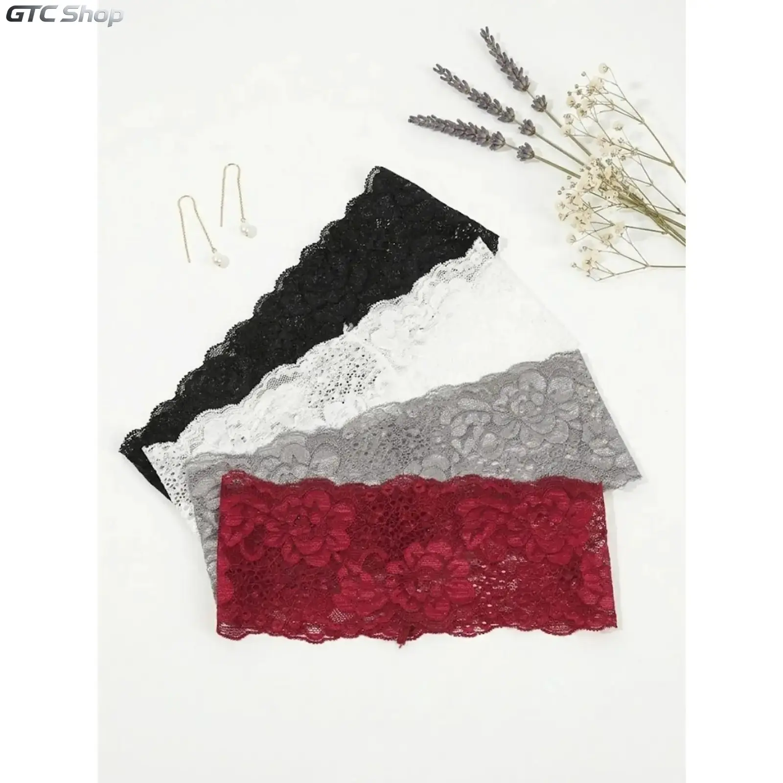 4‑Pack Women’s Polyester Lace Flower Braided Wide Headbands, Vintage Elegant Stretch Elastic Cut‑Out Hair Bands, All‑Season Comfort Headwear for Daily Wear, Sports & Camping Travel Essentials