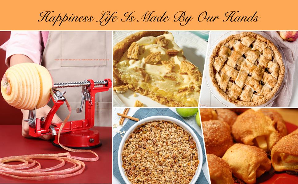 Apple Peeler Corer, 3 in 1 Apple Peeler Slicer Corer with Powerfull Suction Base & Stainless steel Blades for Apples Pears,Suction Cup Base(vermilion)