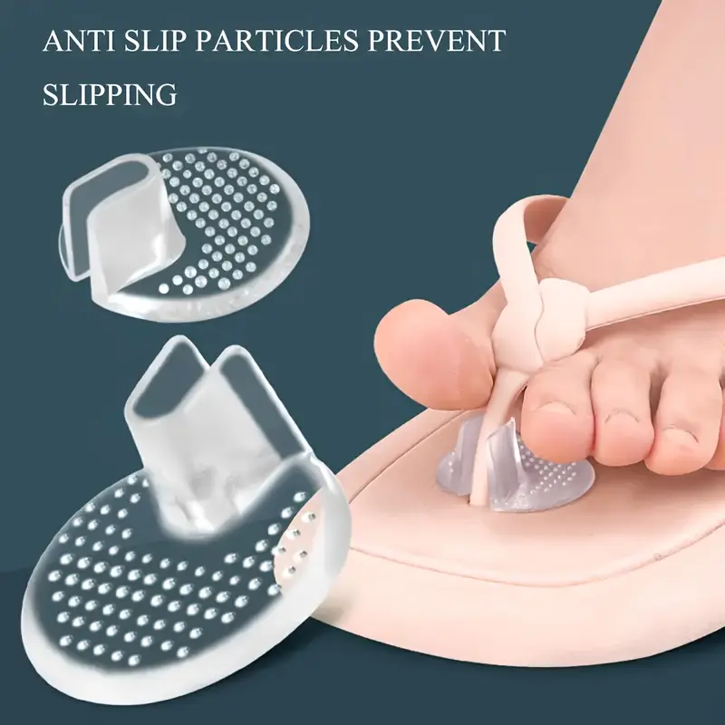 Transparent Silicone Forefoot Pads for Flip Flops, Dot Anti-slip Toe Protector, Anti-wear Half Insoles, Comfort Cushion for Thong Sandals & Clip-toe Shoes, Non Slip Protector
