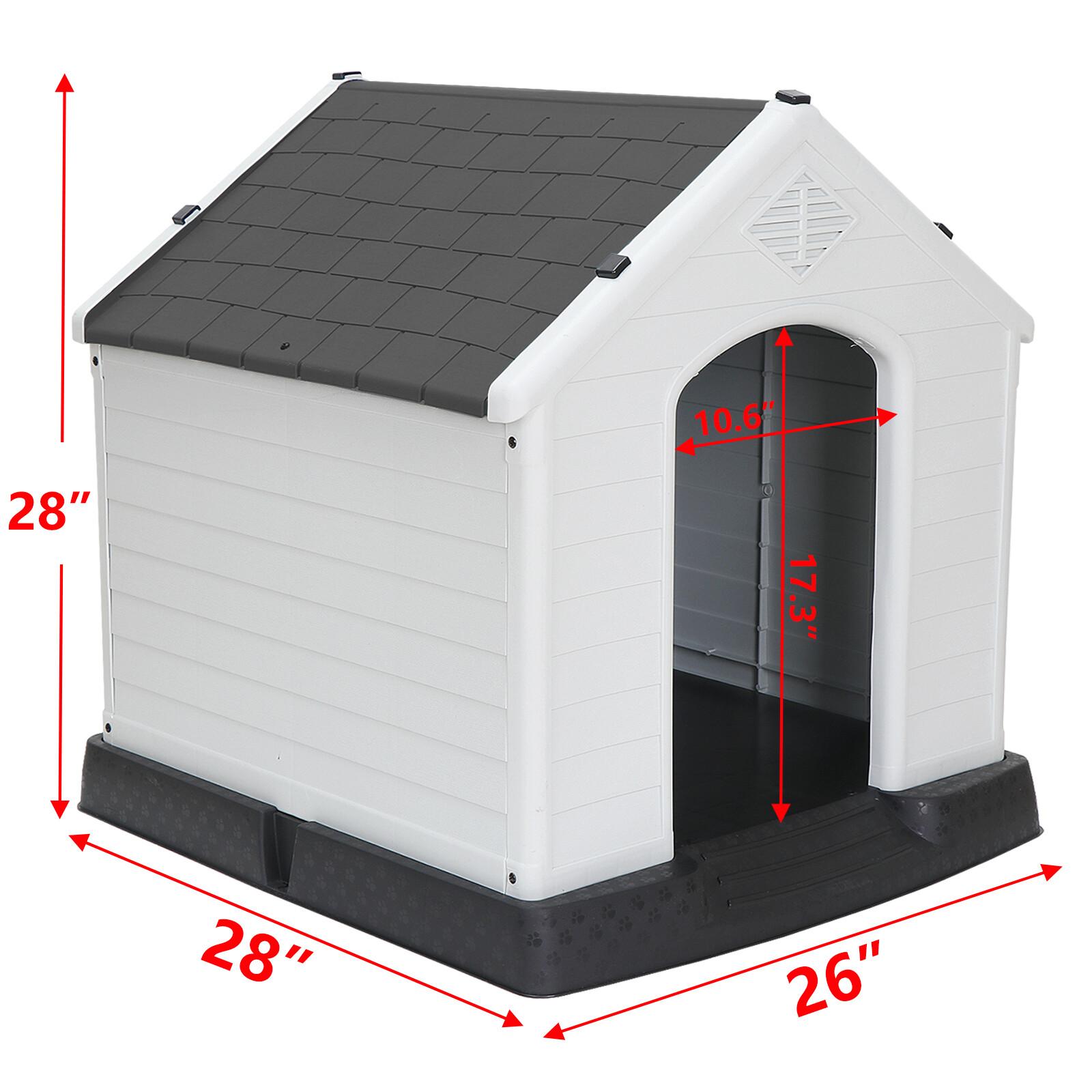 Segawe Plastic Indoor Outdoor Dog House Medium Pet Doghouse White, Gray Roof