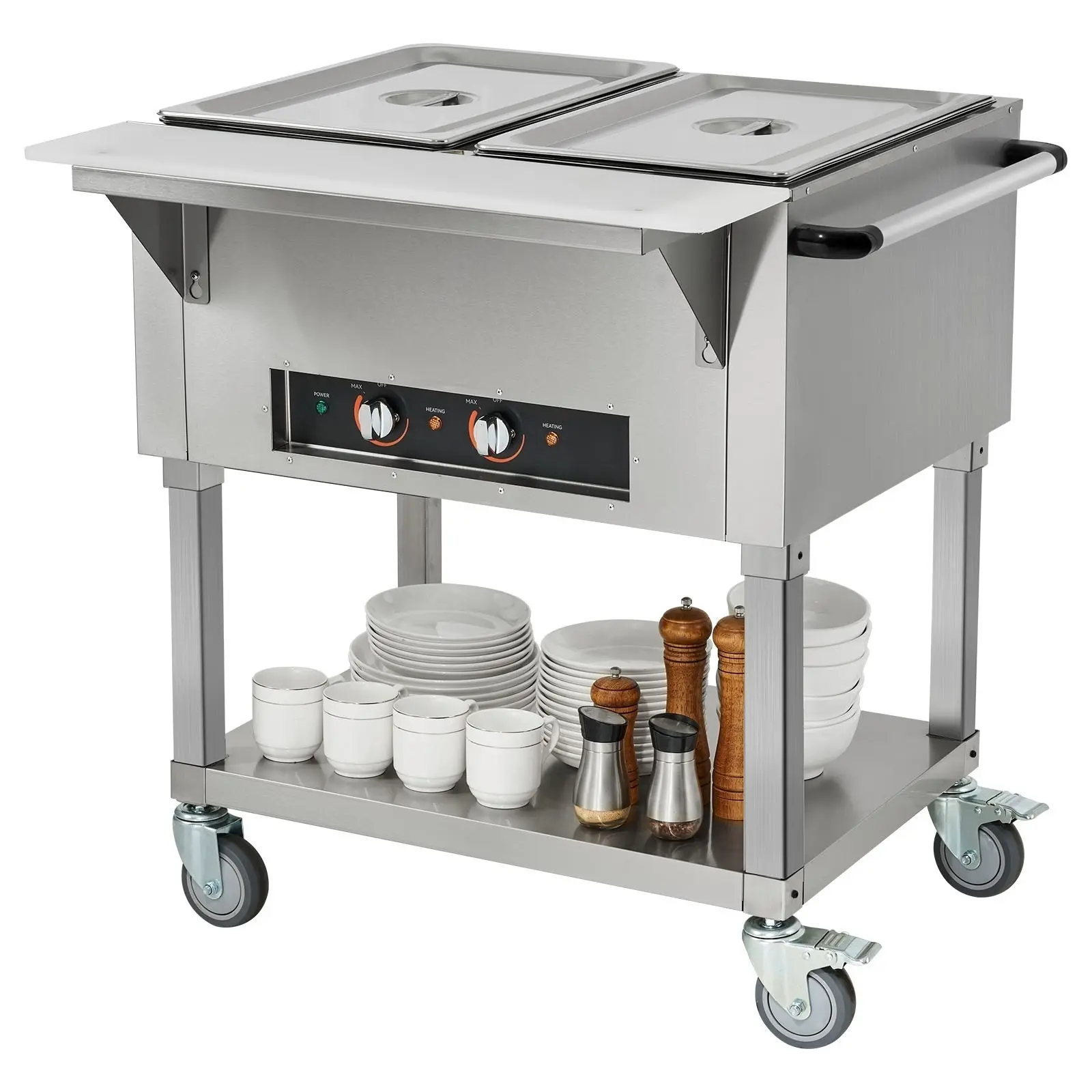 2-Pan Commercial Food Warmer, 1000 W Power, AC120V 60Hz Voltage, Fast Heating Lasting Warmth, Independent Heating System
