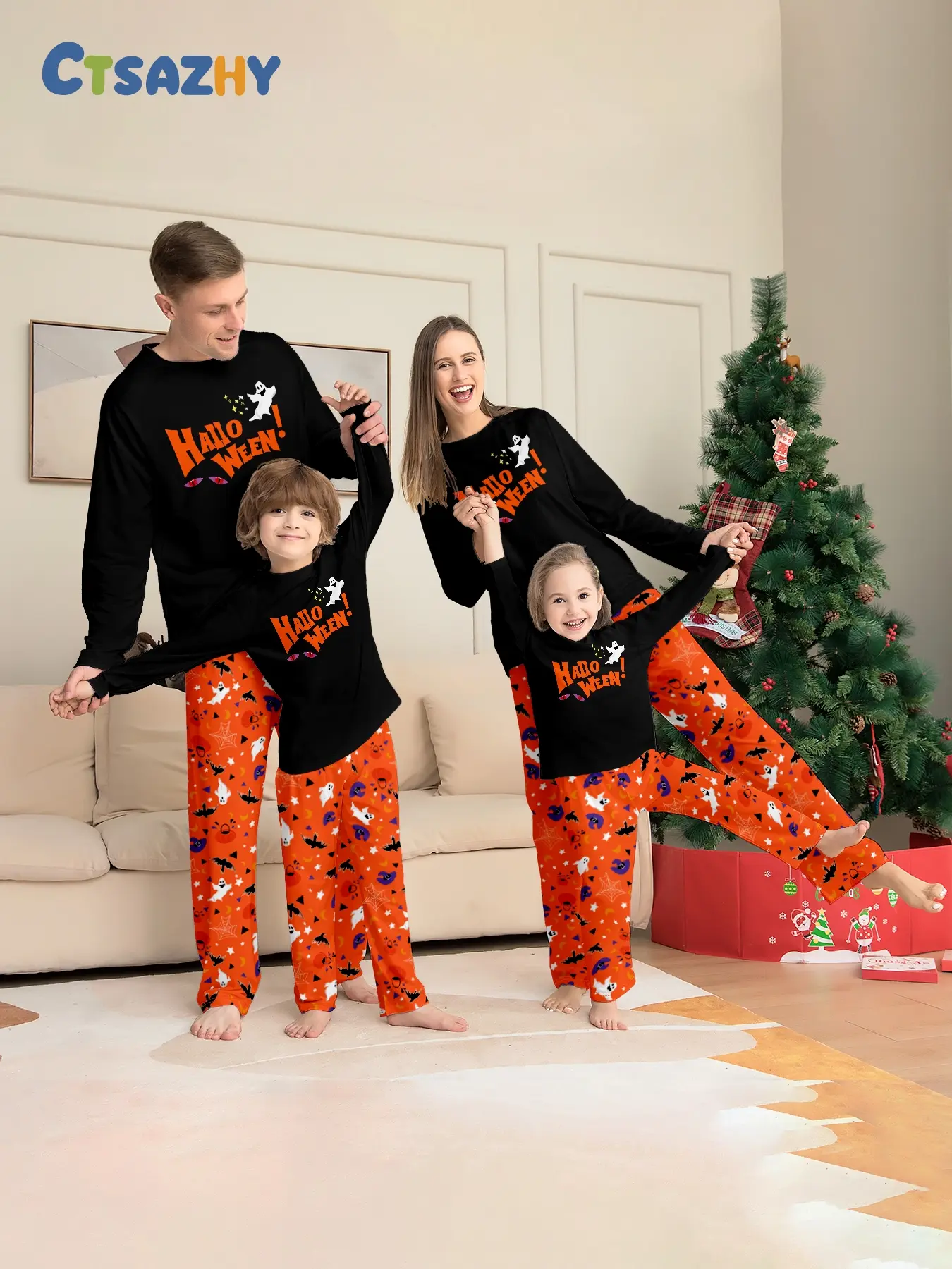 Family Christmas Pajamas Set for Family of 4, 2-Piece Outfit, Christmas Hat Letter Print Soft Knit Loungewear, Breathable Skin-Friendly Sleep Set, Ideal for Christmas Family Photos, Holiday Family Party Outfits, Festive Christmas Gift Family Loungewear