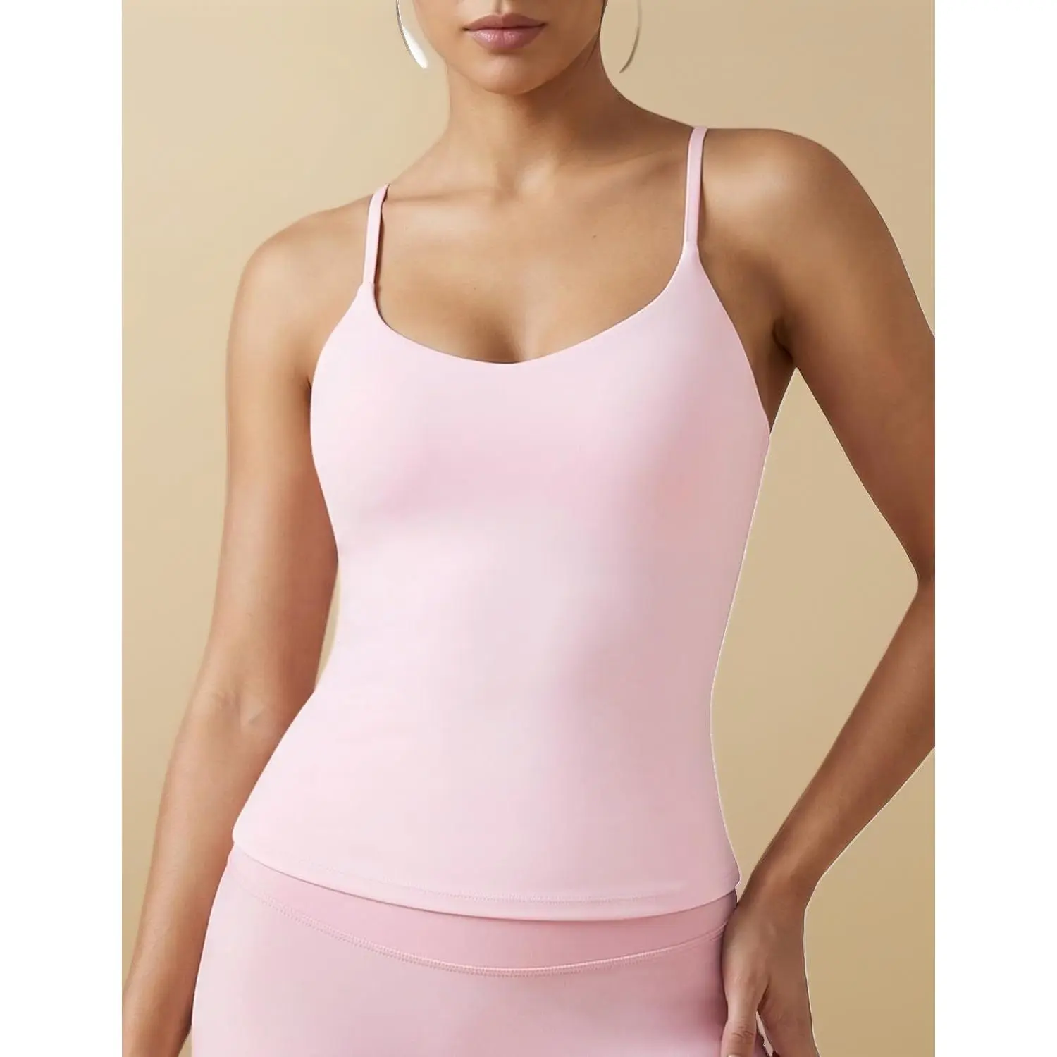 Women's Athletic Wear V-Neck Workout Tank Top - Adjustable Straps, Removable Pads, Longline Cami Exercise Top, V Neck Top