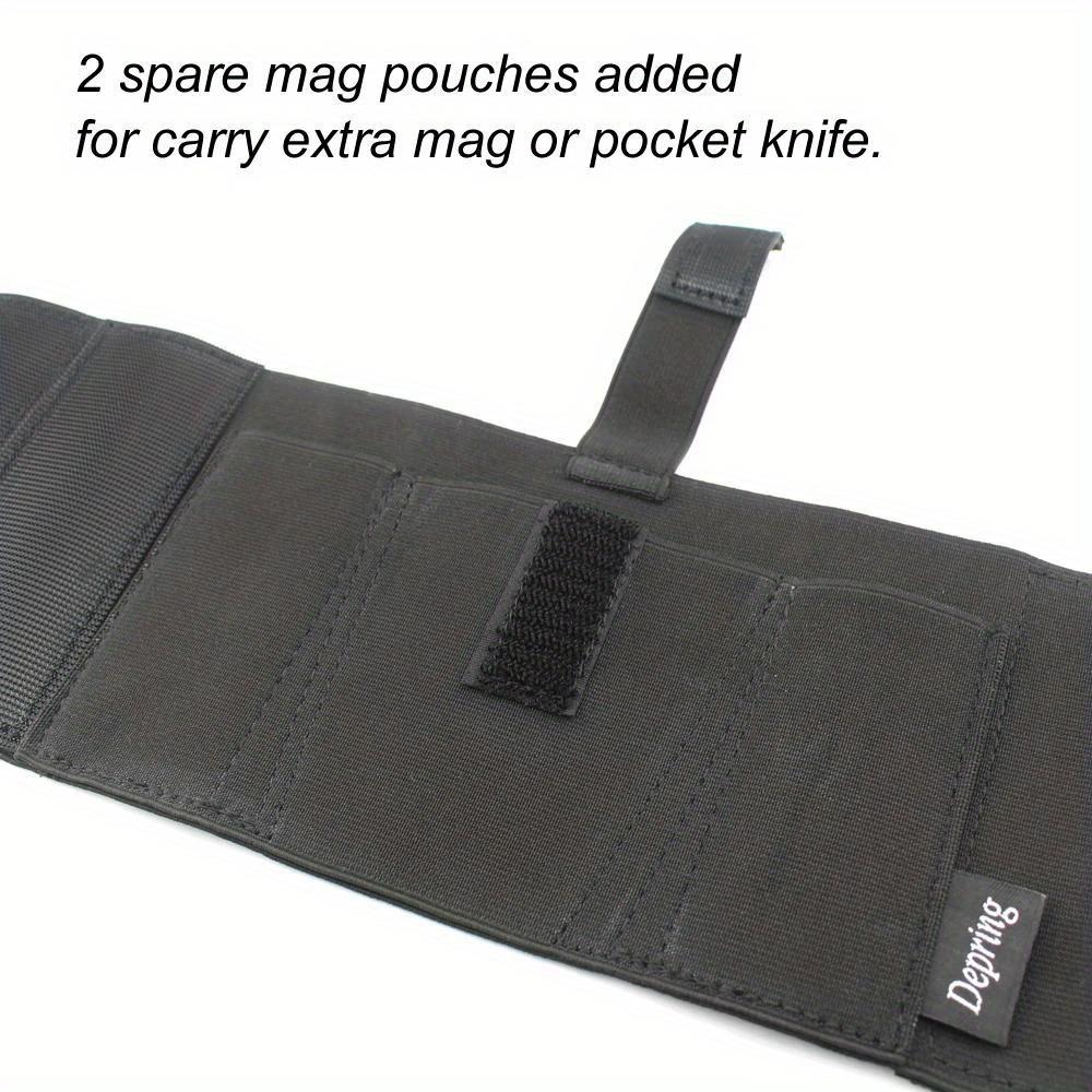 Black Nylon Ankle Holster - Concealed Carry with Magazine Pouch - Comfortable, Breathable, Durable, Secure Hook-and-Loop Strap, Elastic Band Retention Tactical Equipment 9MM 380 Glock 17 19 26 43x 1911 vnsh fn reflex holster for concealed carry