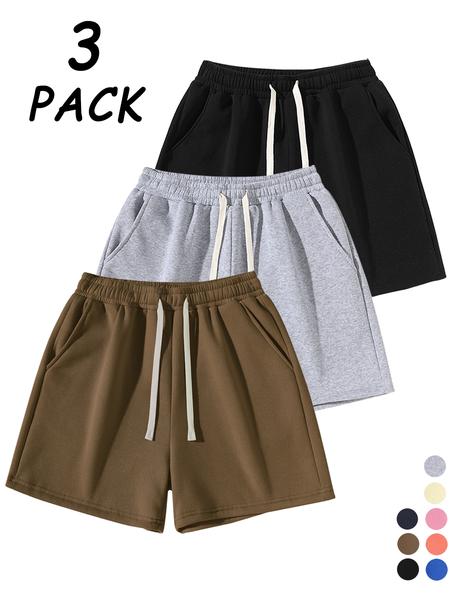 Men's Solid Color Drawstring Waist Shorts, Casual Fitted Jogger Pants for Daily Wear, Sports & Outdoor Activities, Unisex Fitness Shorts, Drawstring Athletic Shorts, Athleisure Street Shorts