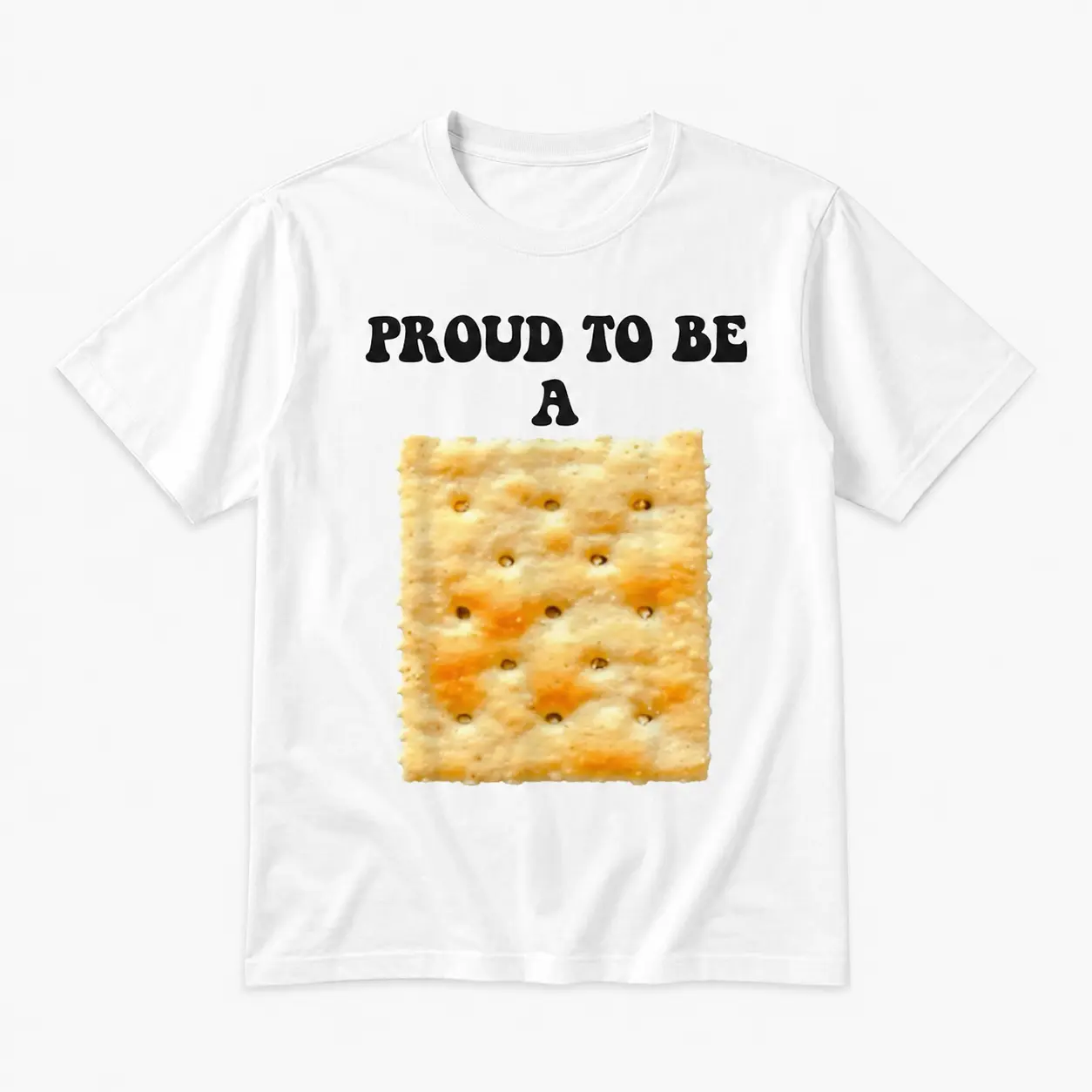 Women's Humorous 100% Cotton T-Shirt - "Proud to be a Cracker" Print, Black Color, Saltine Graphic Design