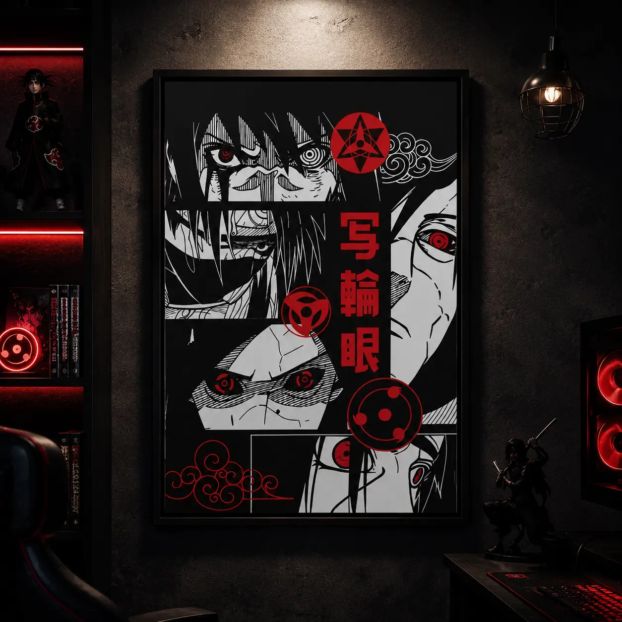 Uchiha Clan Sharingan Poster - Sasuke & Itachi Wall Art |   Naruto Manga-Inspired Design, Canvas Wall Art Print, Japanese Anime Room Decor for Bedroom Dorm Gaming Room Office, Ninja Manga Poster Gift for Anime Fans, Anime Collector Gift, Otaku Decor