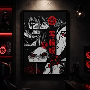 Uchiha Clan Sharingan Poster - Sasuke & Itachi Wall Art |   Naruto Manga-Inspired Design, Canvas Wall Art Print, Japanese Anime Room Decor for Bedroom Dorm Gaming Room Office, Ninja Manga Poster Gift for Anime Fans, Anime Collector Gift, Otaku Decor
