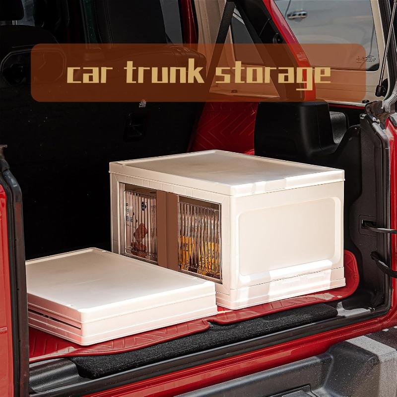 Stackable Storage Bins with LidsFoldable Box Closet Organizers and Storage Organize Cabinet Brown Handle MultiFunctional Bins Plastic Drawers for Utility Room car Trunk Brown Pack1