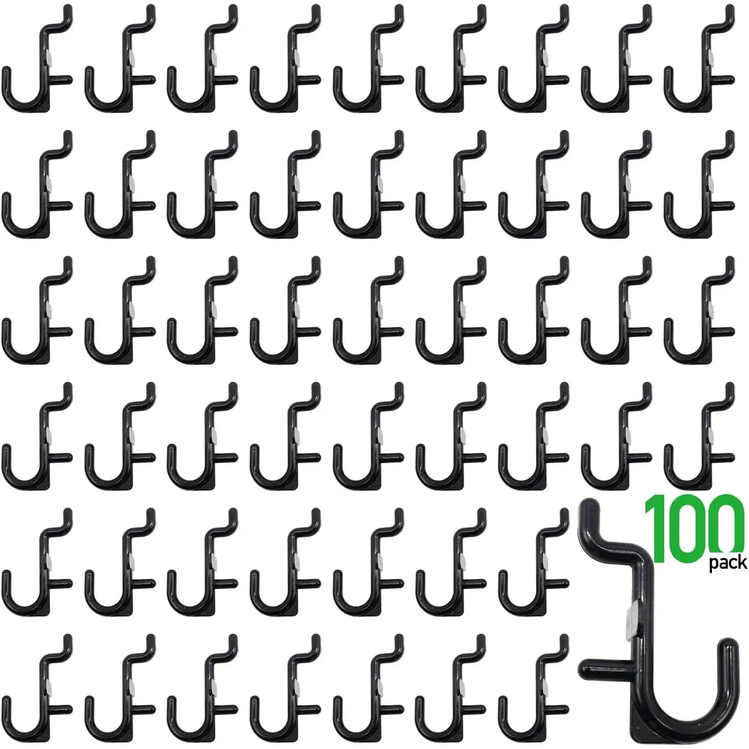 Pegboard Hooks Kit Pegboard J Hook  100PK Black Peg Hooks