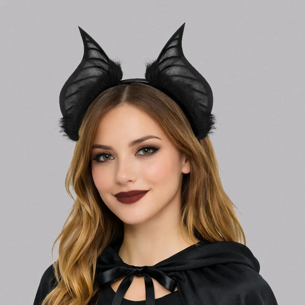 Women's Gothic Devil Bat Wing Ear Headband - Halloween Cosplay Costume Accessory, Spooky Party Dress-Up Headwear