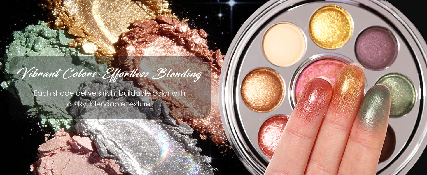 UCANBE Baked Eyeshadow Palette with Blush, 9 Color High Pigment Eye Shadow & Cheek Makeup Palette, Blendable Matte Glitter Metallic Shimmer Shades, Rotating Compact Design, 01 Medieval Banquet