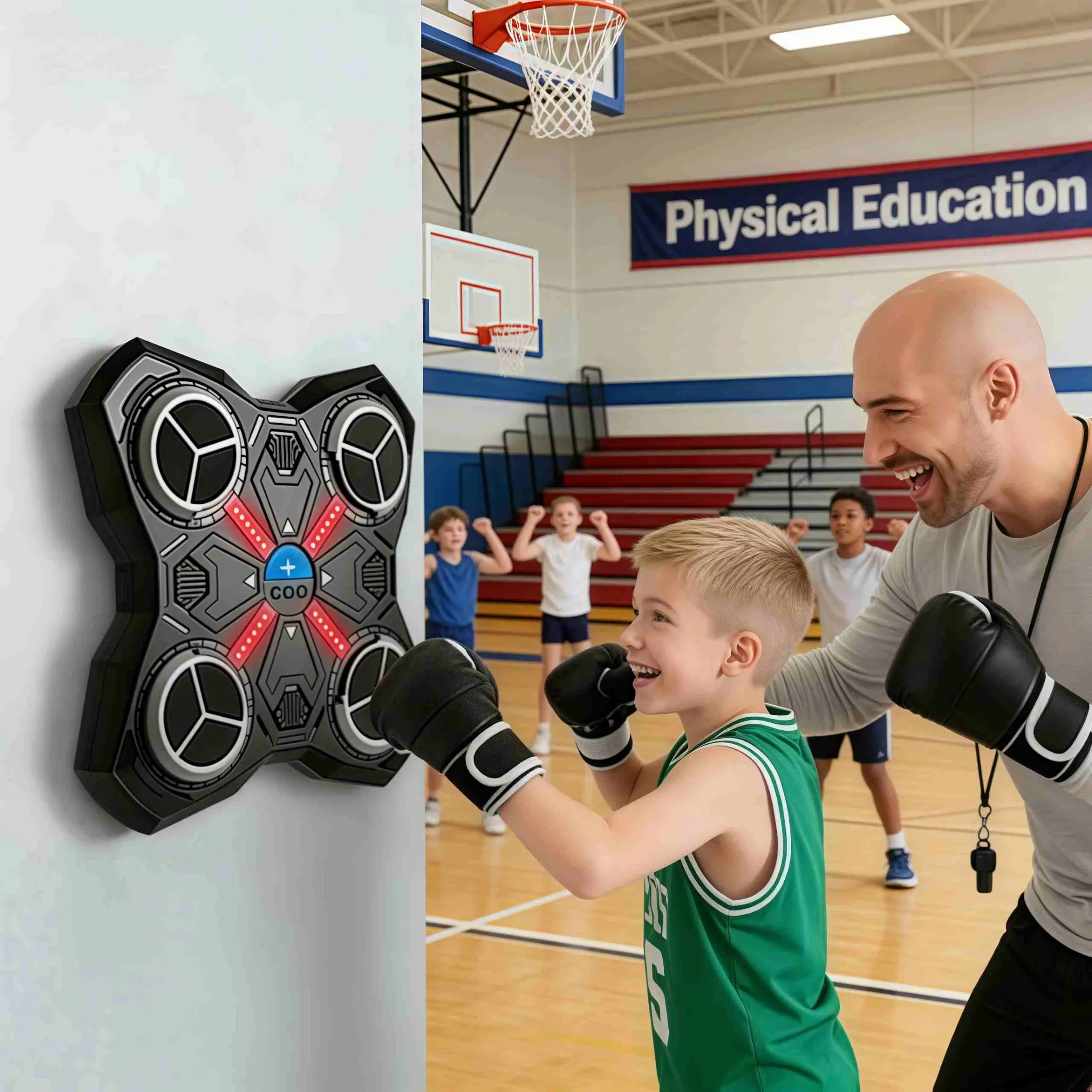 Interactive Boxing Pad for Kids, Enhances Reaction Speed and Rhythm, Durable Abs Material, Safe for Ages 3+, Home School Use, Battery Required
