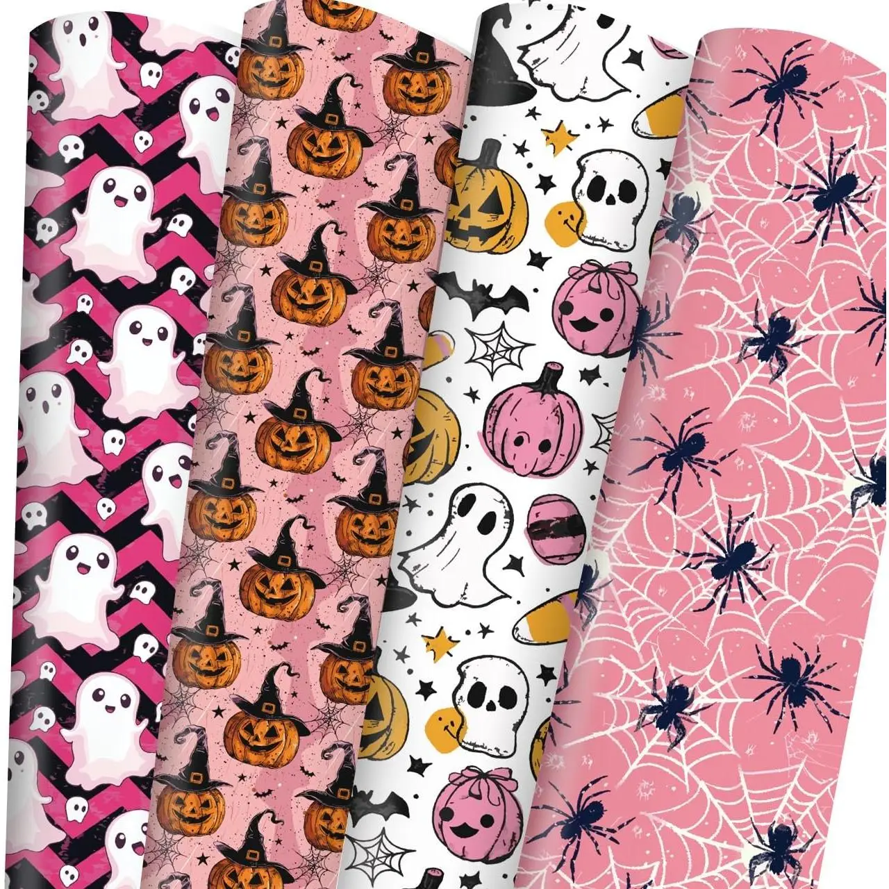 Halloween Wrapping Paper - 28 x 40   Pumpkin Spiderweb  Design, Folded Flat  Wrap Paper - 6  Sheets for Halloween Birthday Holiday Trick or  Party  Bags Favors