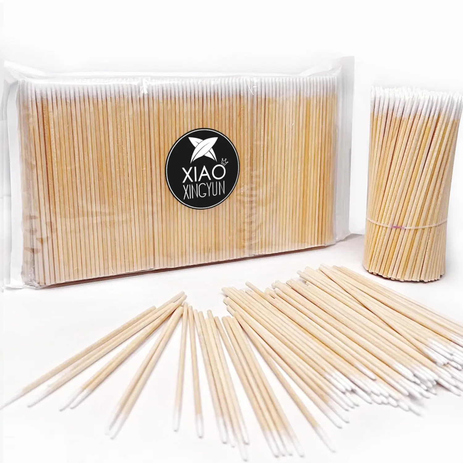 600PCS 4 Inch Wood Handle Pointed Tip Precision Microblading Cotton Swabs for Eyebrow Eyelash Extensions Makeup Nail Clean Tattoo Permanent Supplies