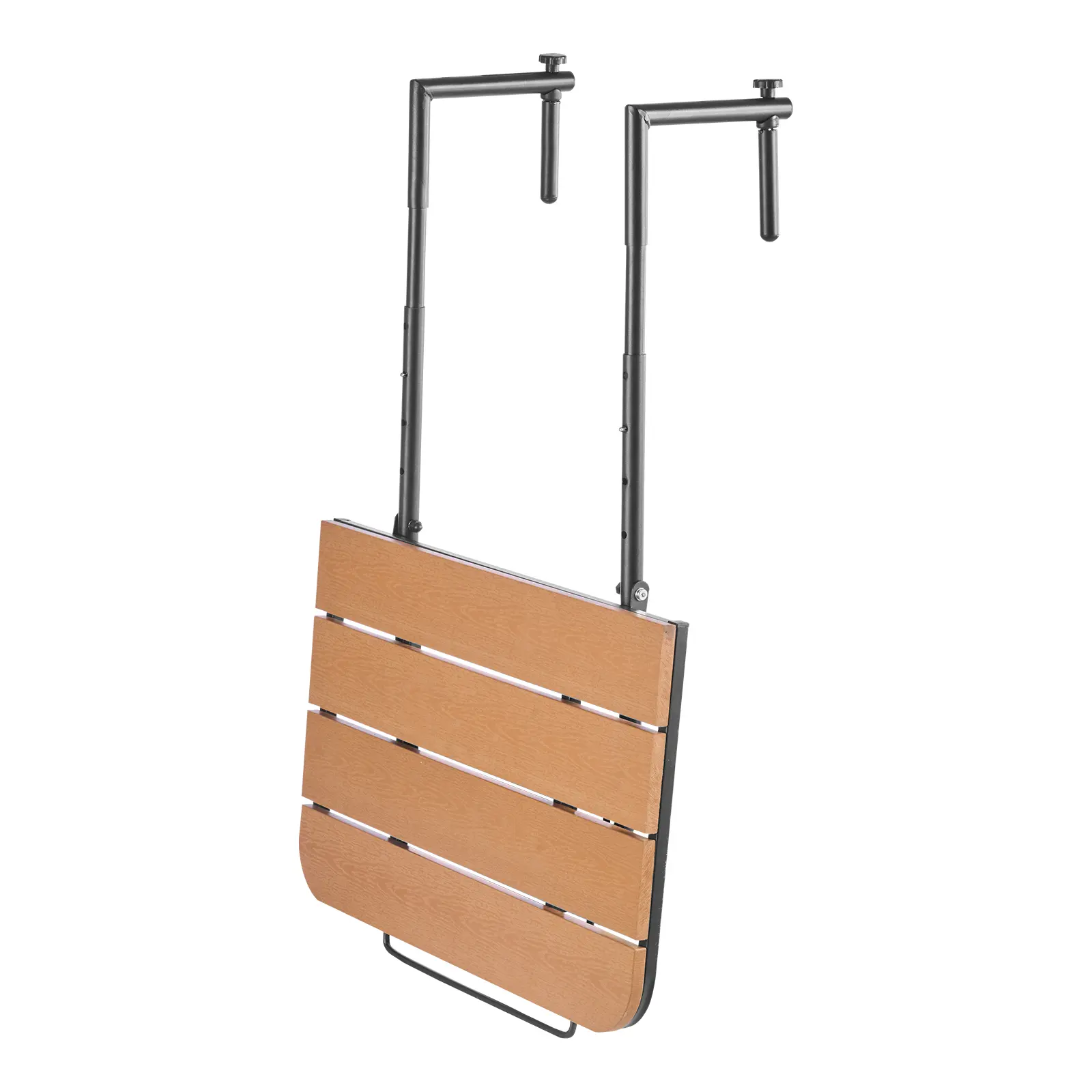 Balcony Hanging Table, Folding Balcony Railing Table, Stainless Steel Bracket + HIPS Tabletop Construction, 4-Level Adjustable, Space-Saving and Foldable, For Patio & Deck
