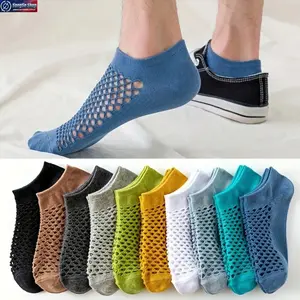 Viral Aesthetic Unisex 5-Pack Breathable Mesh Invisible Socks, No-Show Low Cut Athletic Cushion Socks, Anti-Slip Lightweight Sweat-Wicking Comfy Cotton Blend Footie Socks for Running, Gym Workout, Travel & Work From Home Daily Wear