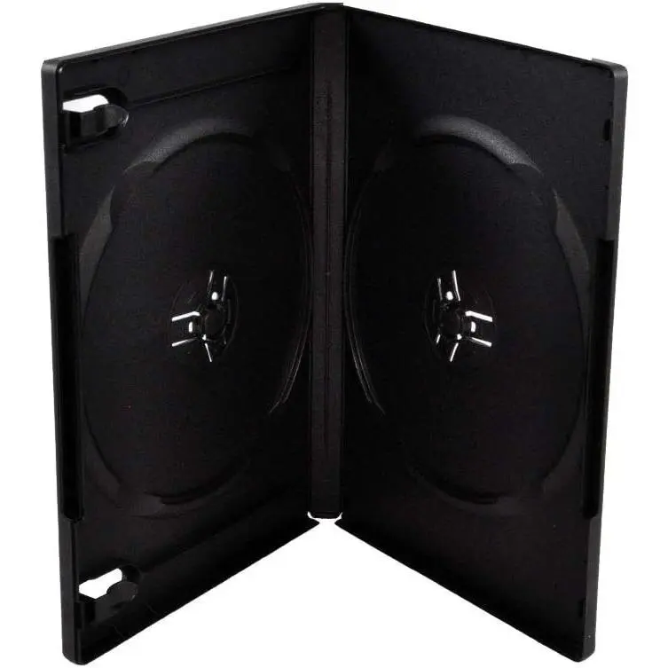 10 Pack 14mm Black Standard Double Capacity DVD Case and Outter Clear Sleeve