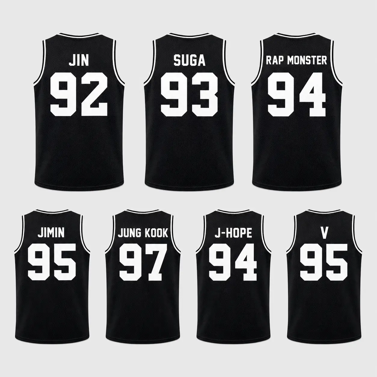 Returning in 2026 ARIRANG Sleeveless Jersey Shirt, BT21 Kpop Band Style Tank Featuring JIN 92 SUGA 93 RAP MONSTER 94 J-HOPE 94 JIMIN 95 V 95 JUNG KOOK 97, Athletic Tee Concert Outfit Men Women