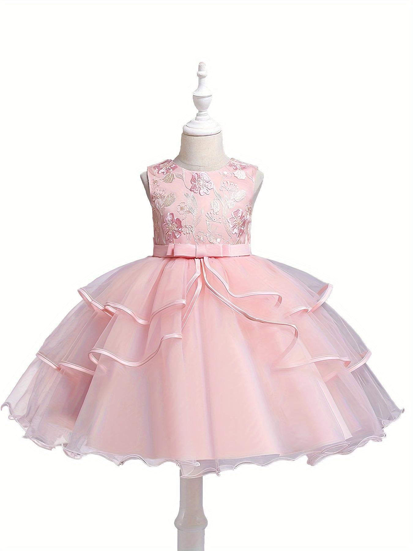 Formal Occasions Girls Mesh Embroidered Puffy A-line Princess Dress Birthday Evening Party Wedding Flower Girls Party Dress Gifts  Gifts