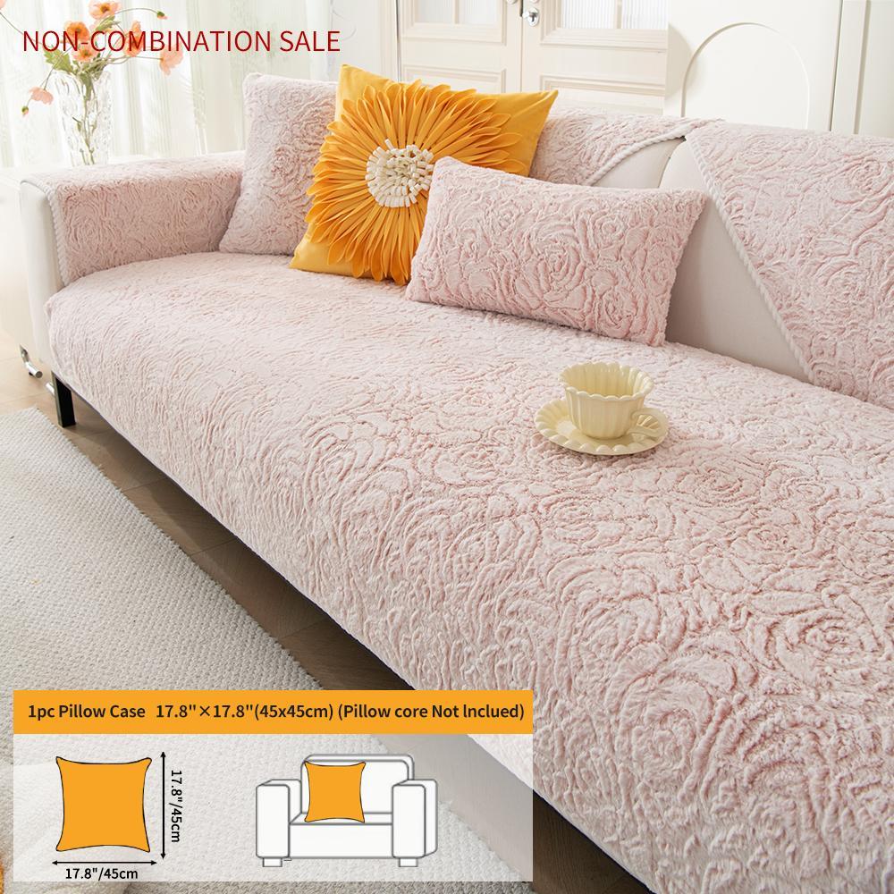 Solid Color Rose Pattern Sofa Cover, Elastic Sofa Slipcover, Couch Slipcover, 1 Count Soft Comfortable Sofa Cushion Cover, Non-slip Sofa Seat Cover, Sofa Protector for Home Living Room