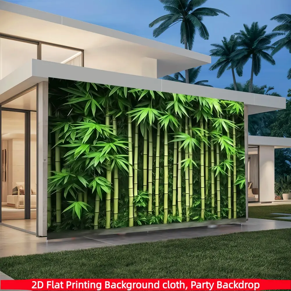 1PC 2D Flat Dense Green Bamboo Forest Fresh and Natural Party Background Cloth Polyester Fiber Suitable for Living Room Bedroom Office Anniversary Home Decor Indoor and Outdoor Party Photography Backdrop Party Supplies