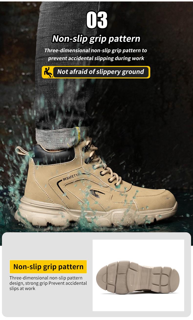 Men's Durable High-Top Steel Toe Safety Shoes, Slip-Resistant, Anti-Puncture, Anti-Crush, Suitable for Work, Industry, Construction, Security, Comfortable & Breathable, Warm for Autumn/Winter Product Model：9193