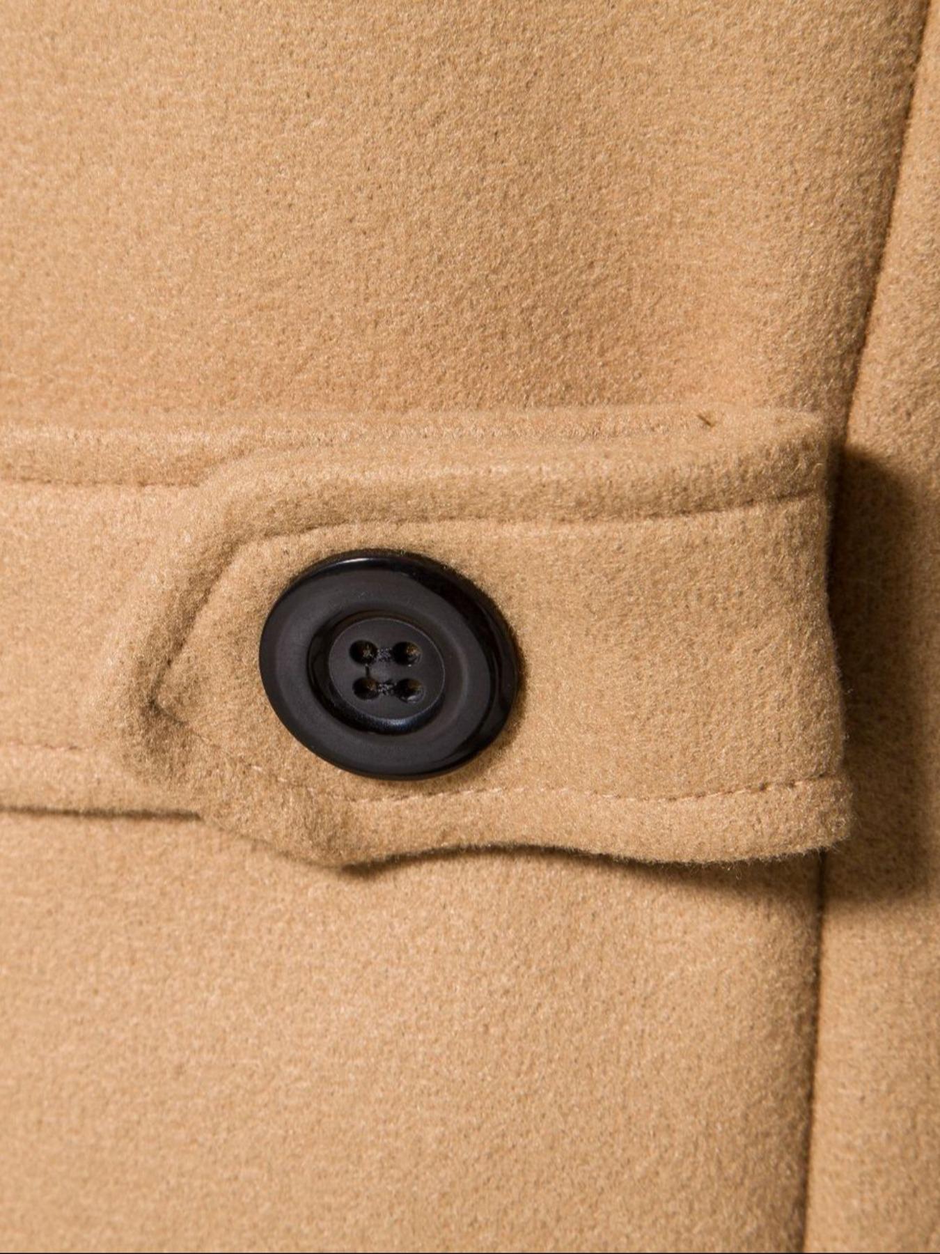 Men's Solid Double-Breasted Pocket Trench Coat Jackets, Regular Fit Casual Long Sleeve Lapel Neckline Coat for Fall & Winter, Men's Clothes for Daily Wear