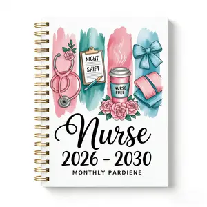 2026-2030 Monthly Planner/Calendar - January 2026 to December 2030, 5-Year Monthly Planner, Nurse-Themed Cover Design Notebook, Annual Calendar Planning, Monthly Tabs, 60-Month Calendar, 5.5 x 8.3 inches, Thick Paper, Elastic Cover, Durable Double Wire Sp