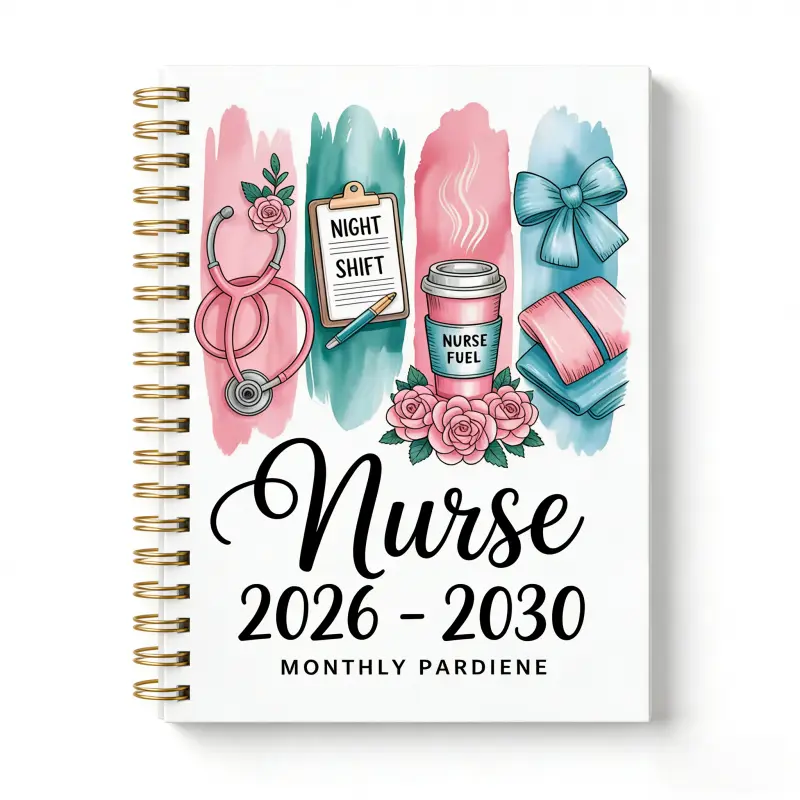 2026-2030 Monthly Planner/Calendar - January 2026 to December 2030, 5-Year Monthly Planner, Nurse-Themed Cover Design Notebook, Annual Calendar Planning, Monthly Tabs, 60-Month Calendar, 5.5 x 8.3 inches, Thick Paper, Elastic Cover, Durable Double Wire Sp