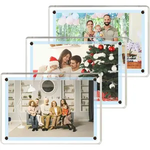 3 Pack 5X7 Inch Double-Sided Clear Acrylic Fridge Magnetic Photo Picture Display Frames