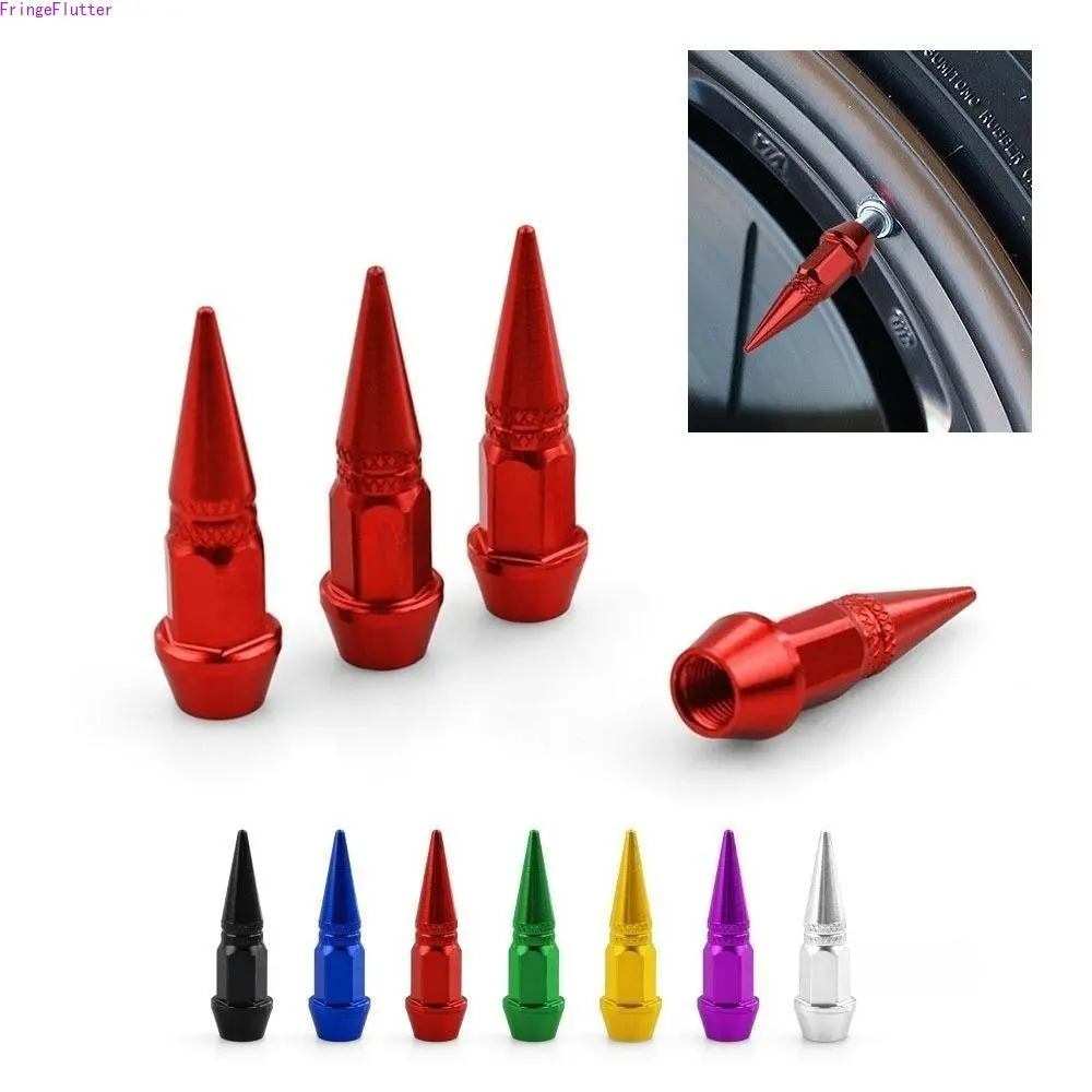 Unisex Spiked Aluminum Tire Valve Caps - Cone, Pointed Tip, Dustproof Auto Use Accessories, Durable Universal Fit for Cars & Motorcycles