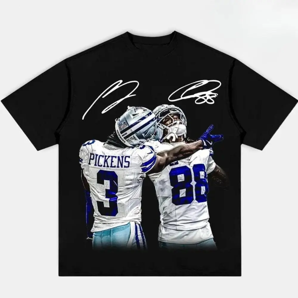 Unisex Pickens X CeeDee Lamb "WE DEM BOYZ" Graphic Cotton Short-Sleeve Sports T-Shirt - George Pickens Dallas Football Fan Vintage Streetwear, Game Day Casual Top