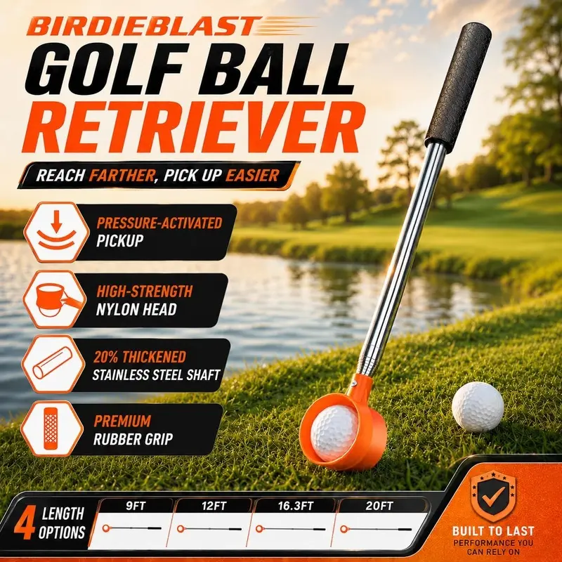 Golf Ball Retriever Telescopic for Water, Golf Accessory, 9Ft Stainless Steel Golf Ball Retriever, Professional Golf Ball Retriever