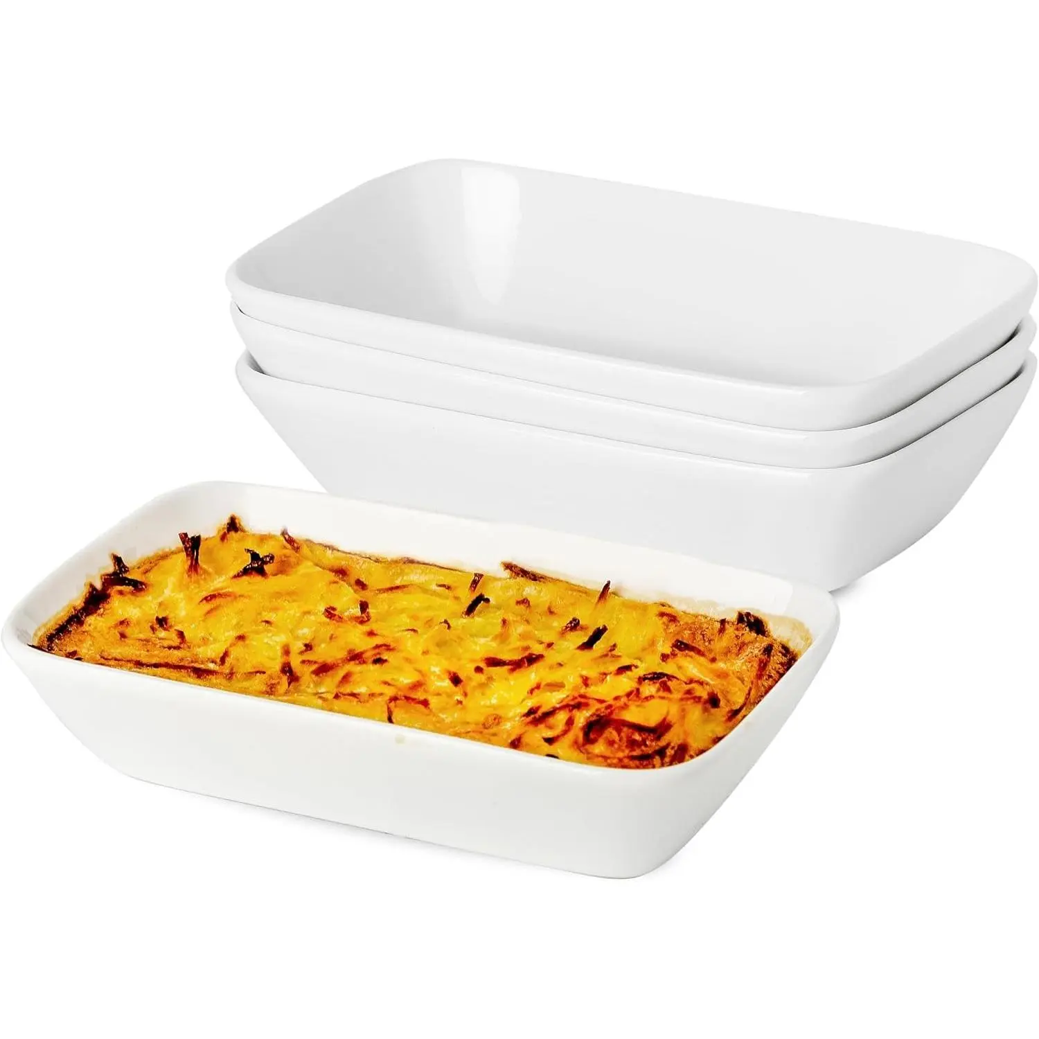 13.5oz Ceramic Baking Dishes, 7 × 4.3 x 1.5 Inch Individual Rectangle Baking Dish for Oven, Microwave and Air Fryer, Perfect for Reheating Single Serve Meals, Set of 4
