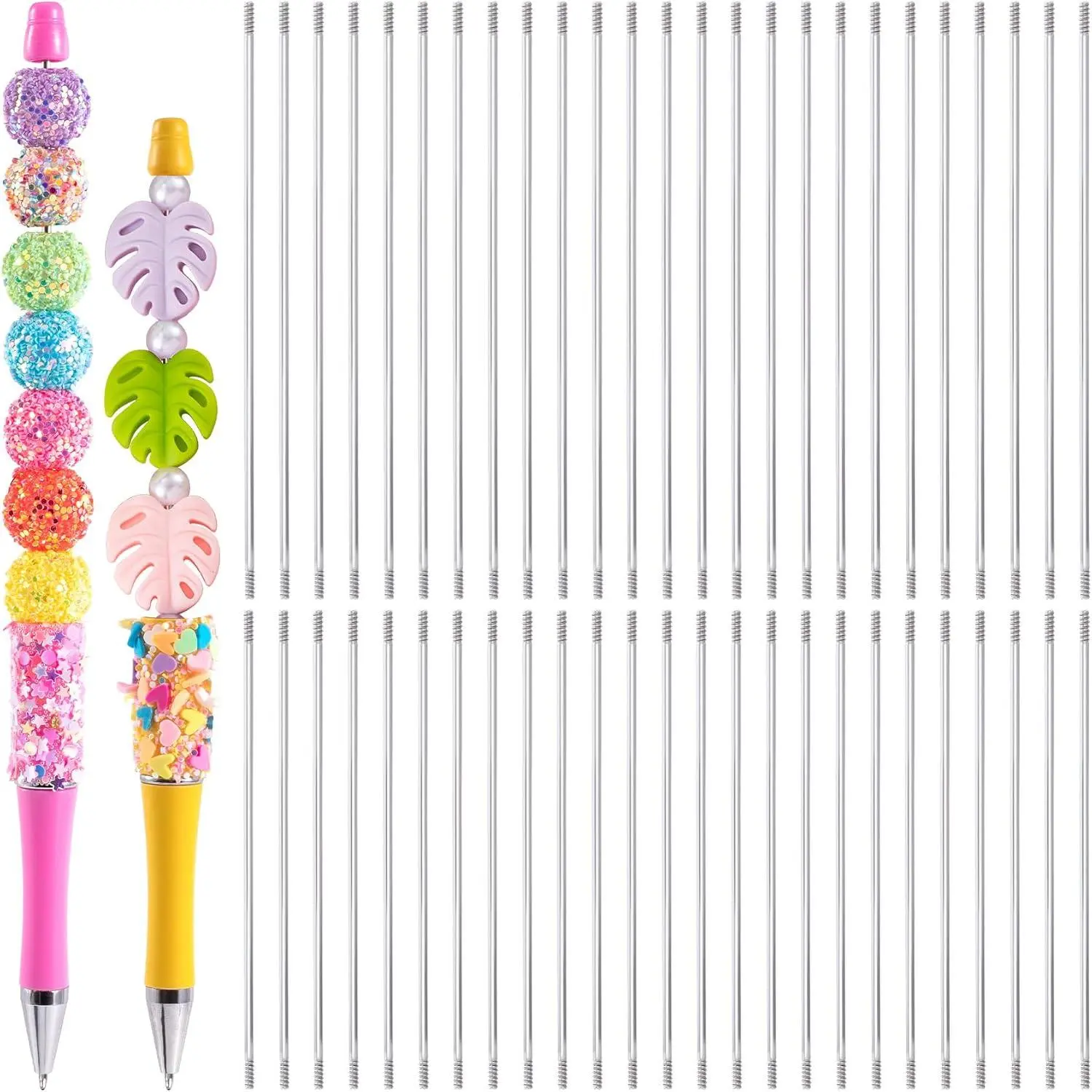 50 count Pen Extenders for Beadable Pens, 3.81 Inches, 4.6 Inches | Rust-Resistance Stainless Steel Beadable Pen Extender Rods, Metal Blank Bars for Beadable Pens