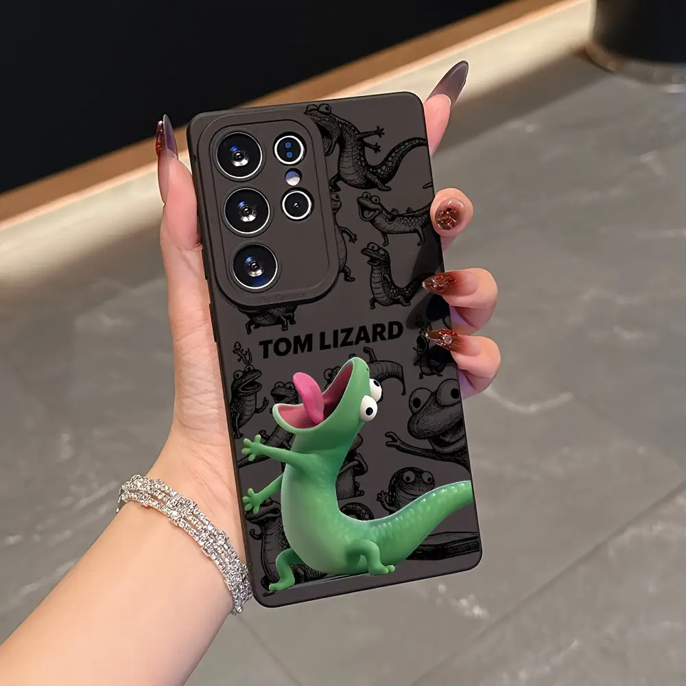 Lizard memes Phone Case - Stylish And Cute Green Lizard Phone Case Suitable for Samsung S26 S25 S24 S23 S22 Plus Ultra and iPhone 17 Air 16 15 14 13 12 11 Pro Max Plus  Anti Fall Soft TPU Back Cove, Animal, Accessories, Colorful, Resistance, Protection, P