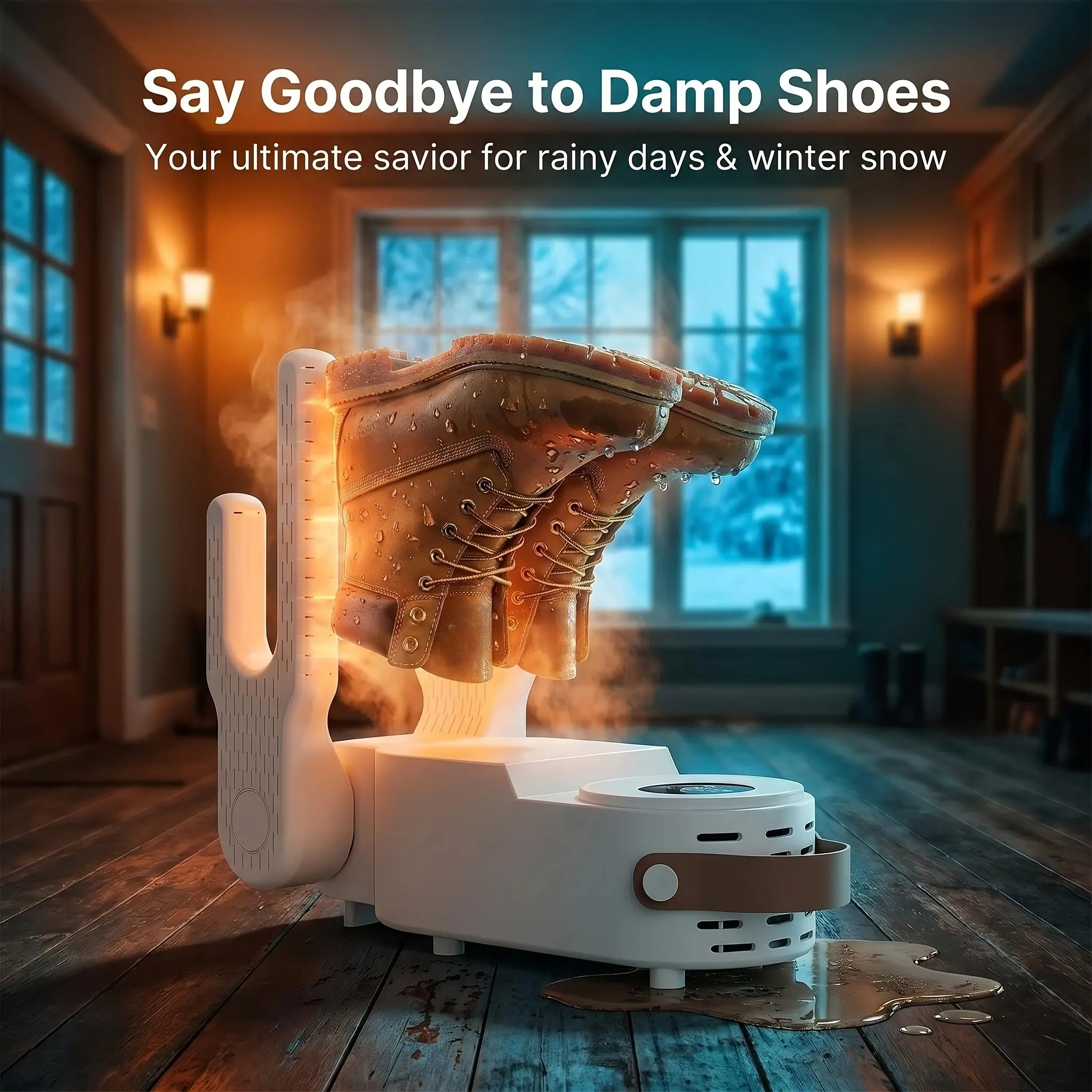 Shoe Dryer with 360° Blower & Intelligent Timer - Suitable for Sneakers, Boots, Ski Boots, Helmets - Folding Hanging Design, Fast Drying for Wet Footwear, Compact for Dorm Use (No Further Revisions)