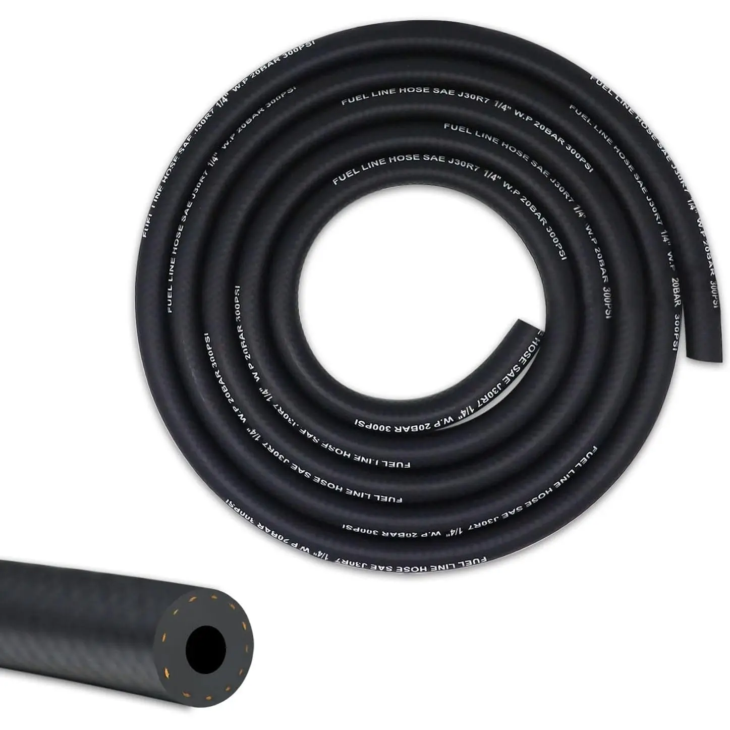 1/4 ID  Line Hose NBR Rubber Gasoline Tube 5 FT, 300PSI  | Hose Line for Automotive  Systems Engines