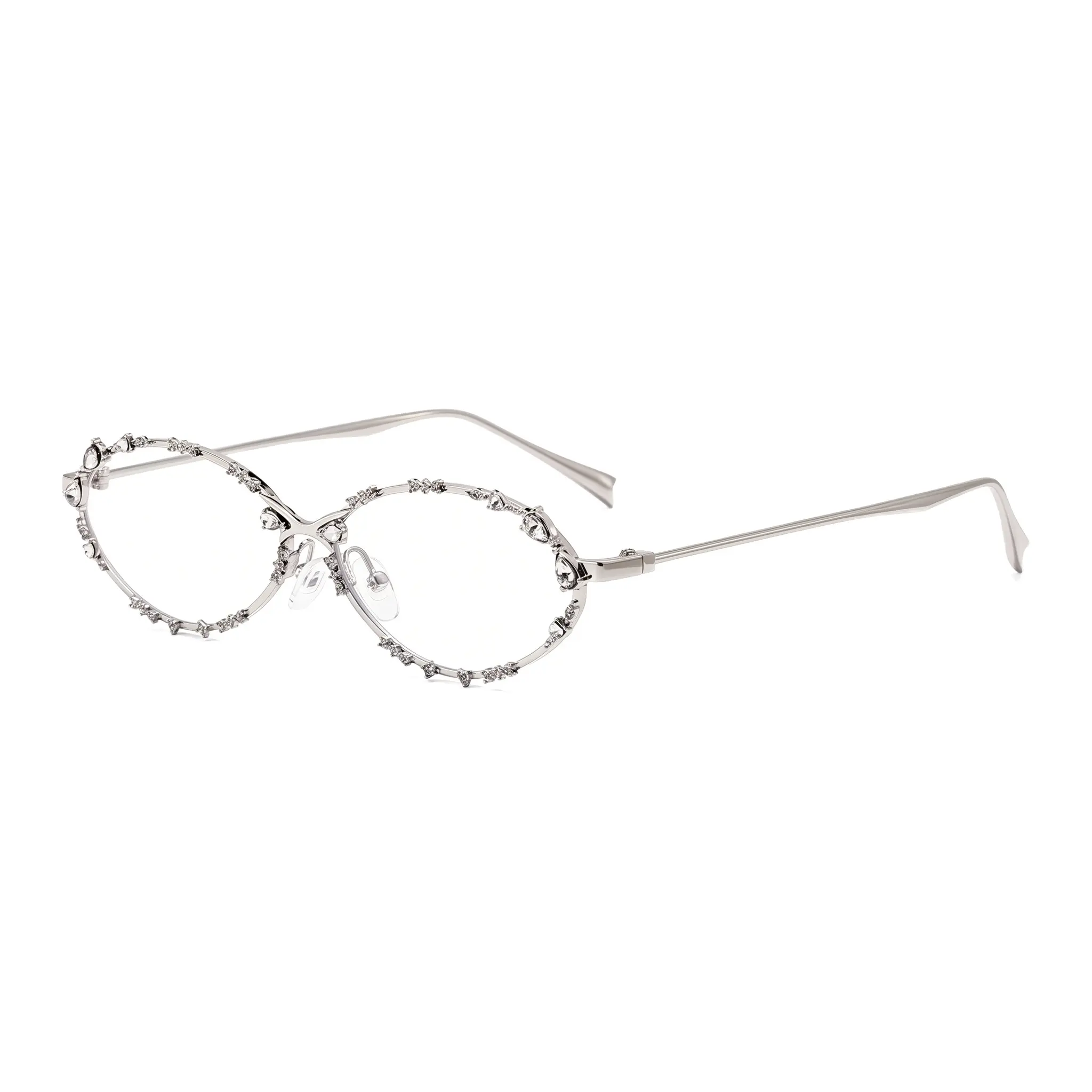 Sleek Rhinestone Bow Oval Glasses For A Natural Korean Style Look Everyday Essential Metal Frame Sunglasses With Coated Lenses 99 Percent Light Transmittance