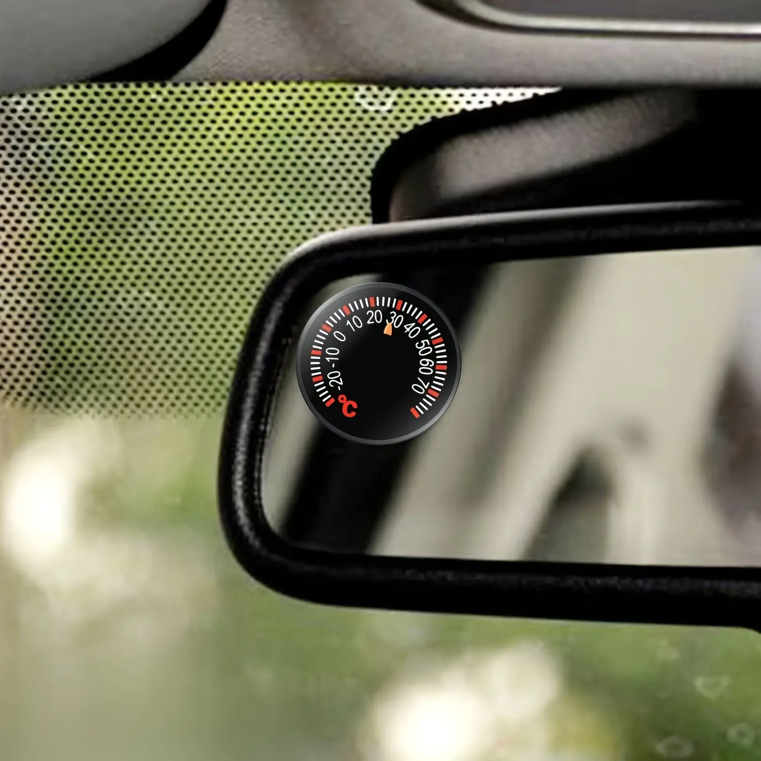 Mini Car Temperature Gauge, Battery-Free Dashboard Thermometer, Compact Round Pointer Design, Ideal for Cars & Trucks, Practical Interior Accessory