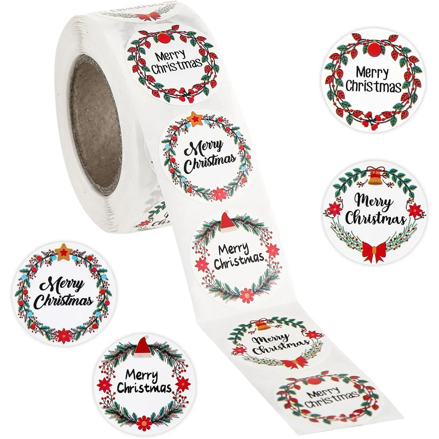 500 count Merry Christmas Stickers for Envelopes, 1 Inch Circle Adhesive Christmas Labels Holiday Stickers Round Xmas Tag Envelope Seal  for Christmas Greeting Card, Presents and Gifts (1 in)